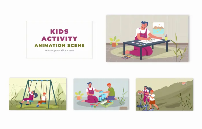 Indoor and Outdoor Kids Activity 2D Vector Animation Scene